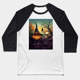 Halloween Scene Baseball T-Shirt